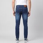 Men's Blue Slim Fit Faded Jeans, गहरा नीला, small