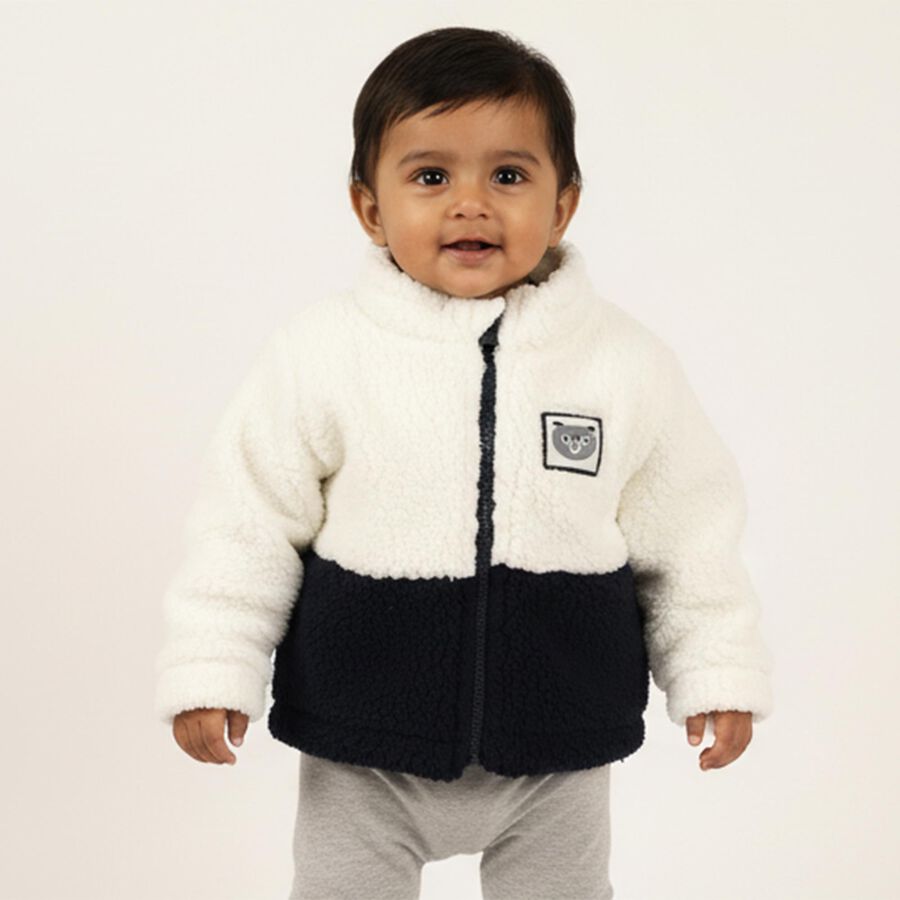 Infants Navy and White High Neck Casual Sweatshirt, नेवी ब्लू, large image number null