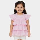 Girls Pink Round Neck Regular T-Shirt, हल्का गुलाबी, small