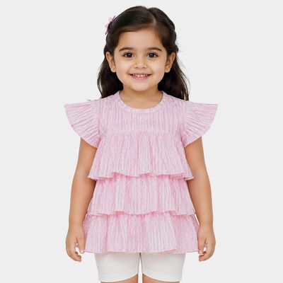 Girls Pink Round Neck Regular T-Shirt