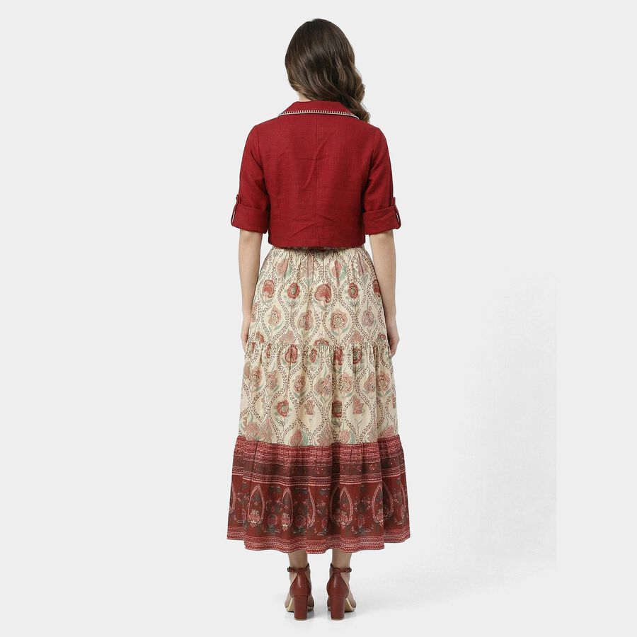 Women's Red Cotton Round Neck Solid Kurta, Red, large