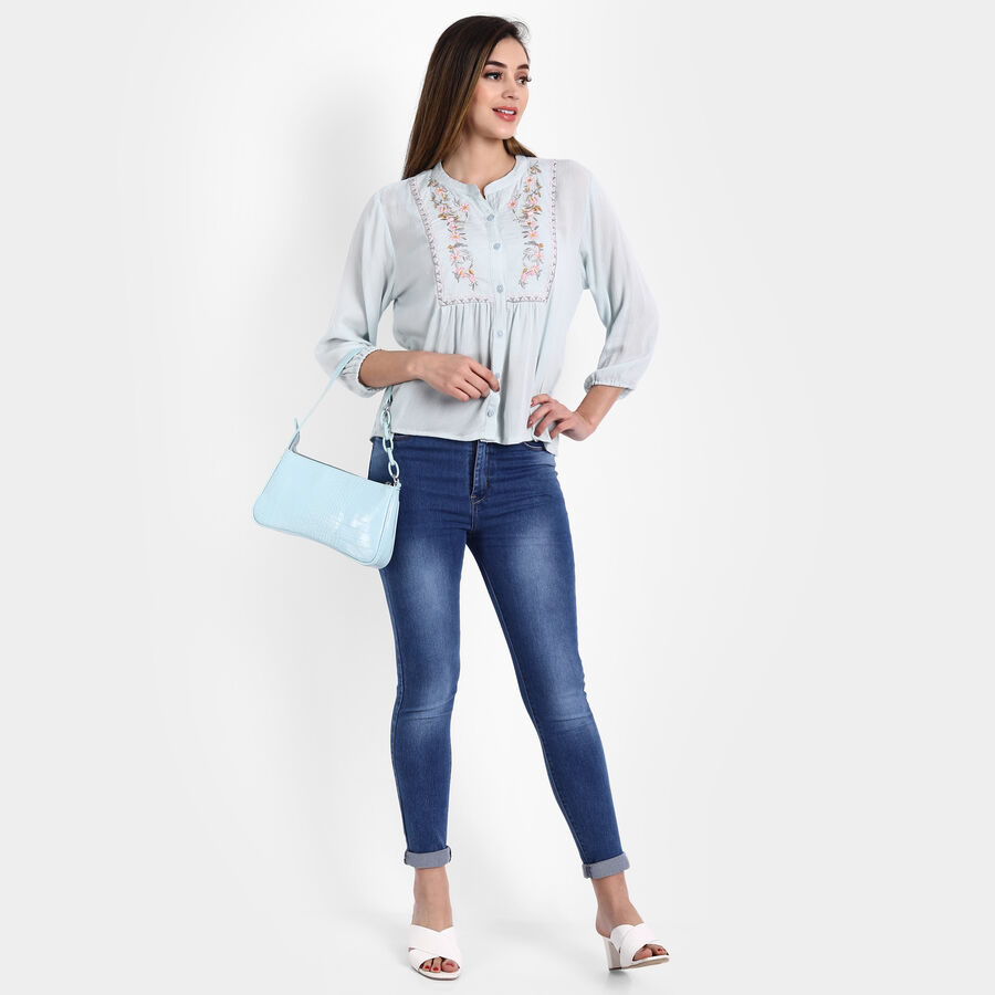 High Rise Skinny Jeans, Mid Blue, large image number null