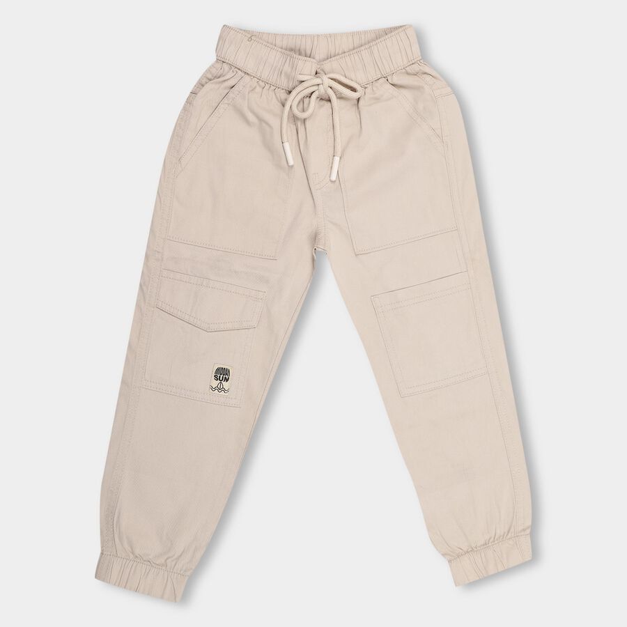 Boys' 100% Cotton Trousers , Beige, large image number null