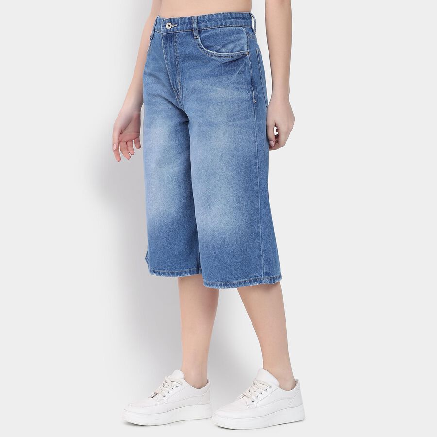 Ladies' 100% Cotton Capri , Mid Blue, large image number null
