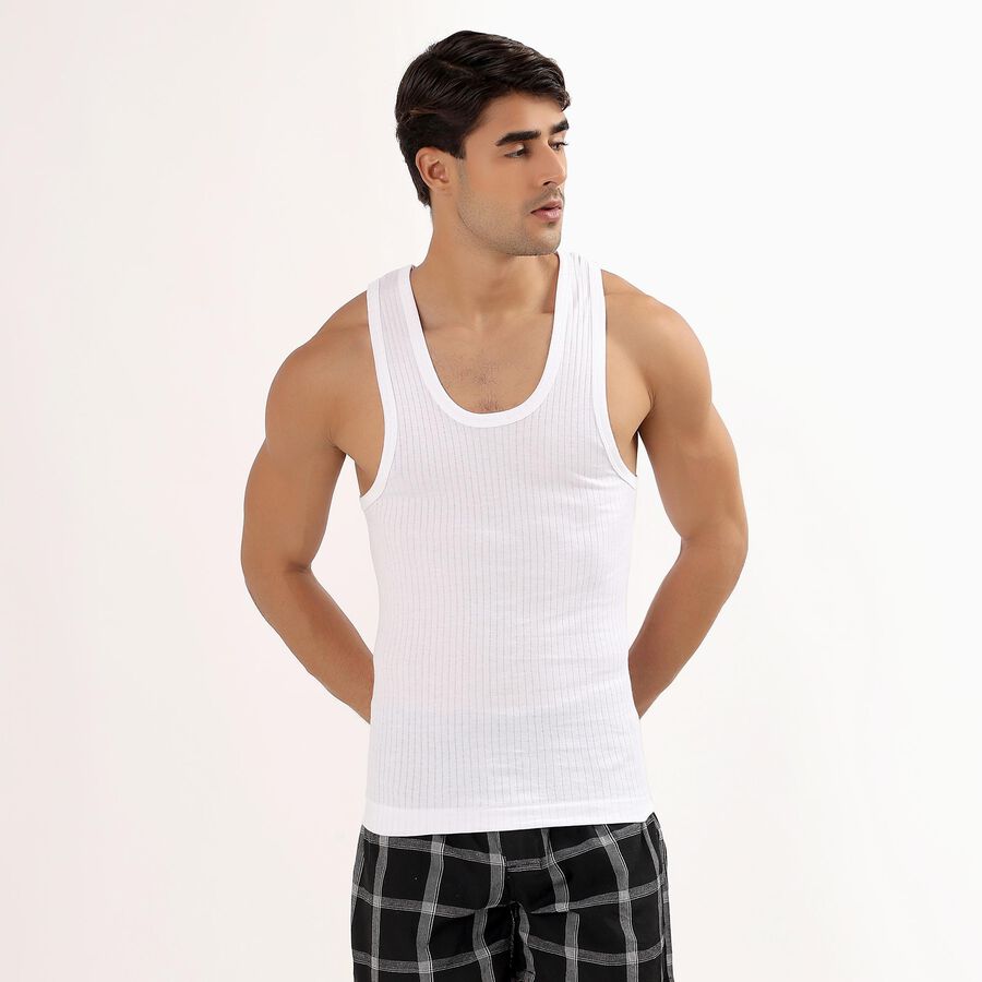 Men's 100% Cotton Vest (Pack of 2), सफ़ेद, large image number null