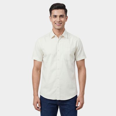 Men's White Half Sleeve Classic Collar Classic Shirt