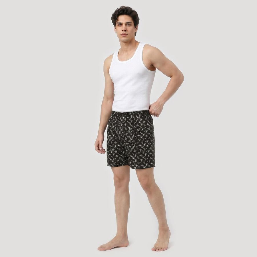 Men's Black Relaxed Fit Printed Boxers, Black, large
