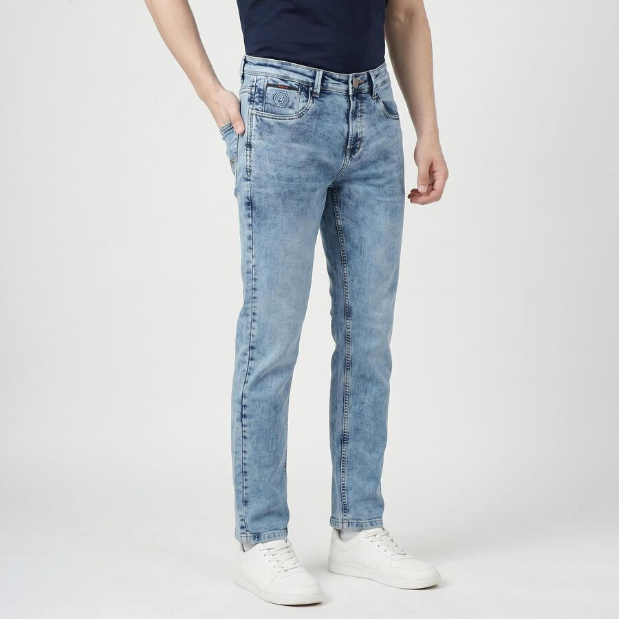 Men's Light Blue Slim Fit Classic Jeans, हल्का नीला, large