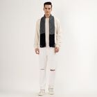 Men's Dark Charcoal Black Acrylic Geometric Muffler, Black, small image number null