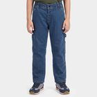 Boys Blue Straight Fit Cargo Jeans, Dark Blue, small