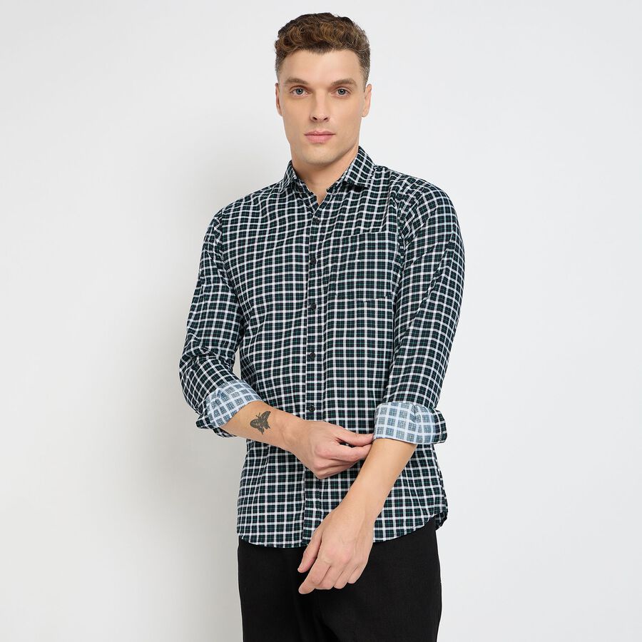 Men's 100% Cotton Casual Shirt, Dark Blue, large image number null