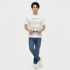 Men's White Cotton Round Neck Regular T-Shirt, White, small