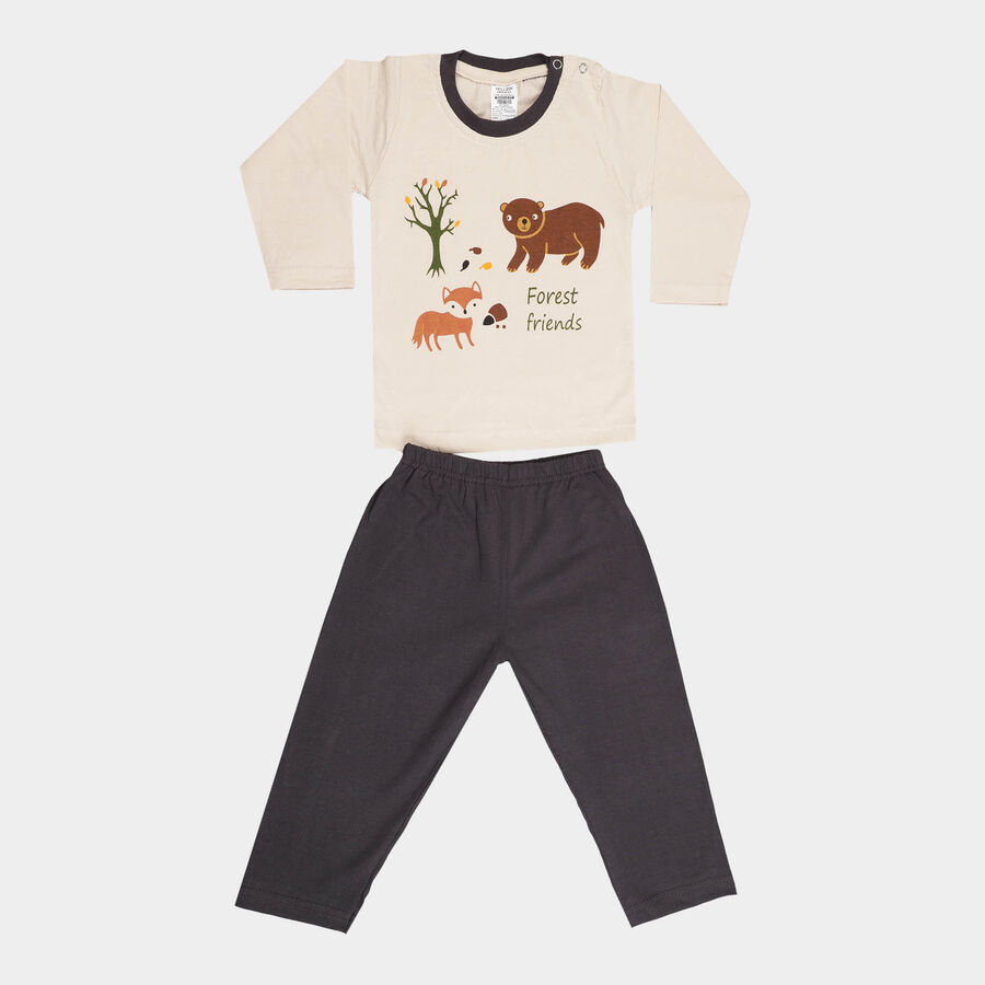 Infants Cotton Baba Suit, Charcoal, large image number null