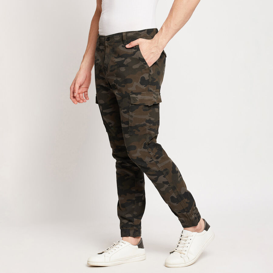 Printed Casual Trousers, ओलिव, large image number null
