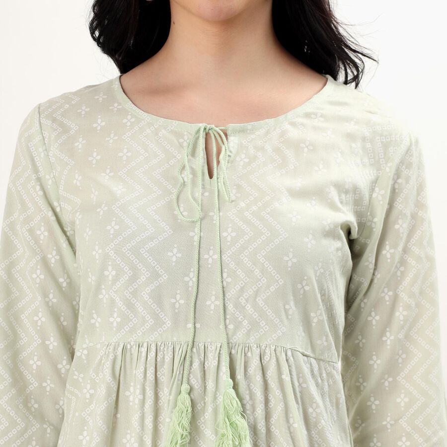 Women's Light Sage Green Round Neck Printed Kurti, Light Green, large image number null