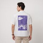 Men's Pink Cotton Camp Collar Casual Shirt, Pink, small