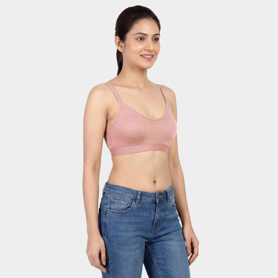 Women's Brown Cotton Blend Wireless Full Coverage Bra, Brown, large