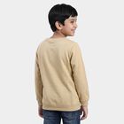 Boys' Beige Crew Neck Graphic Print Sweatshirt, गहरा पीला, small
