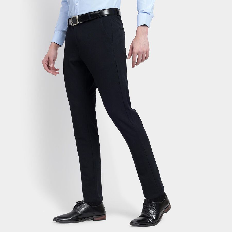 Men's Slim Fit Casual Trousers , नेवी ब्लू, large image number null