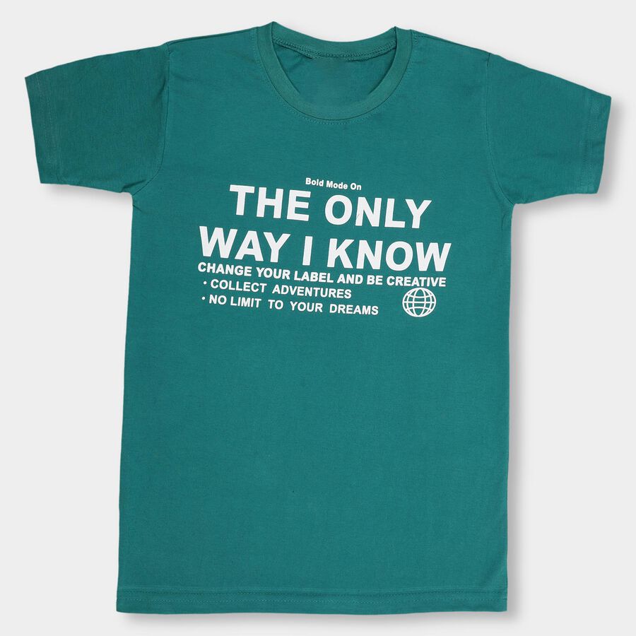 Boys' Half Sleeves T-Shirt, Dark Green, large image number null
