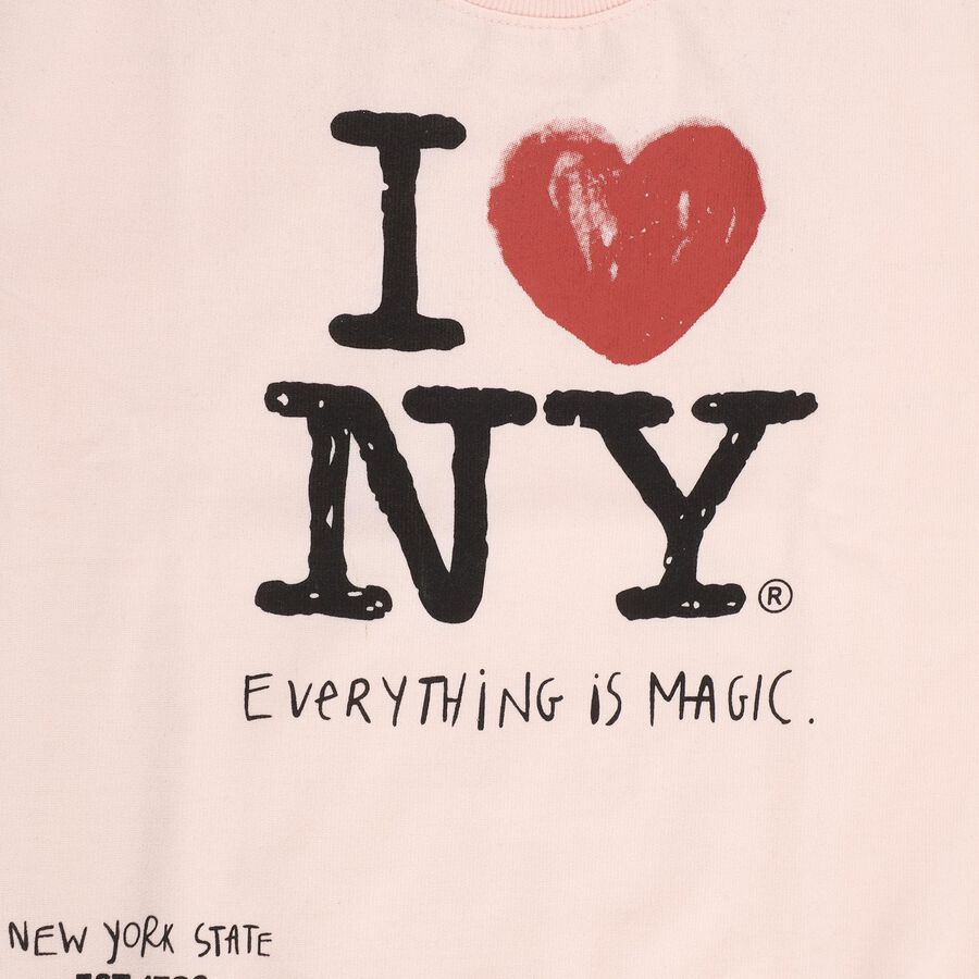 Girls Light Pink Crew Neck Graphic Sweatshirt, Light Pink, large image number null