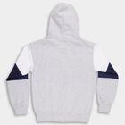 Boys' Light Grey and Navy Blue Hooded Graphic Sweatshirt, एक्रू मिश्रित, small image number null