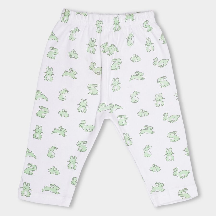 Infants' Light Sage Green And White Regular Fit Elasticated Pyjama, Light Green, large image number null