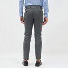 Men's Charcoal Grey Slim Fit Flat-Front Formal Trousers, Melange Mid Grey, small image number null