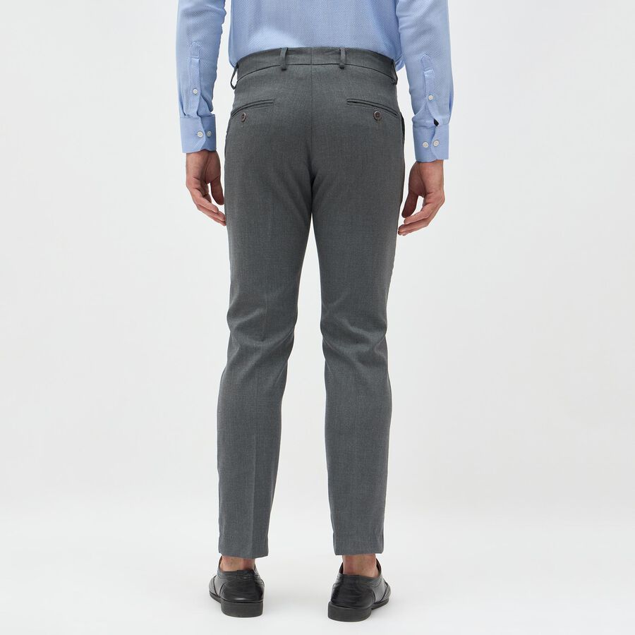 Men's Charcoal Grey Slim Fit Flat-Front Formal Trousers, Melange Mid Grey, large image number null