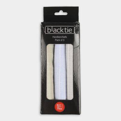 Men's Muted Beige and Light Sky Blue Cotton Blend Handkerchief Pack of 3