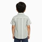 Boys Light Sage Green Striped Half Sleeve Classic Casual Shirt, Light Green, small image number null