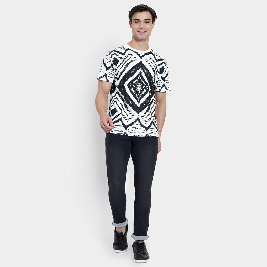 Men's 100% Cotton Round Neck Half Sleeves T-Shirt , White, large image number null
