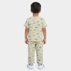 Boys Yellow Cotton Round Neck Graphic Printed Night Suit, पीला, small