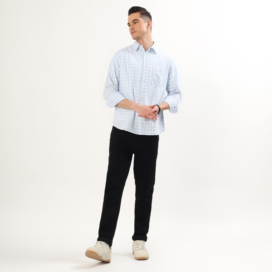 Men's Light Powder Blue Cotton Spread Collar Casual Shirt, हल्का नीला, large image number null