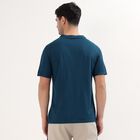 Men's Deep Teal Crew Neck Athleisure T-Shirt, टील ब्लू, small