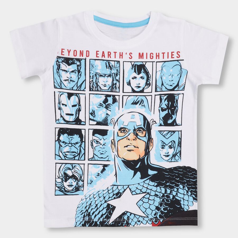 Boys' 100% Cotton Half Sleeves T-Shirt , White, large