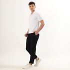 Men's Cross Pocket Slim Fit Casual Trousers, काला, small image number null