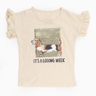 Girls Light Beige Cotton Round Neck Casual T-Shirt, गहरा पीला, small image number null