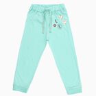 Girls Mint Green Printed Cotton Blend Pyjama, एक्वा, small image number null