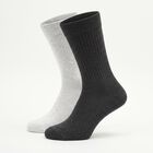 Men's Crew Length Ribbed Pack of 2 Socks ( Grey, Black ), Black, small