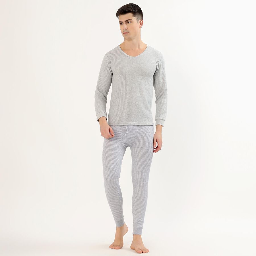 Men's Light Grey V-Neck Classic Thermal, Melange Light Grey, large image number null