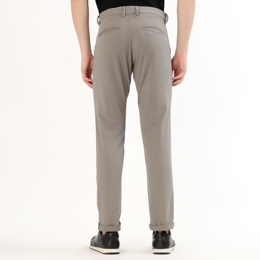 Men's 100% Cotton Slim Fit Casual Trousers, Light Grey, large