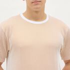 Men's Light Beige Crew Neck Athleisure Drifit T-Shirt, गहरा पीला, small