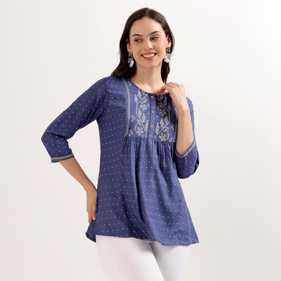 Ladies' Kurti, गहरा नीला, large image number null