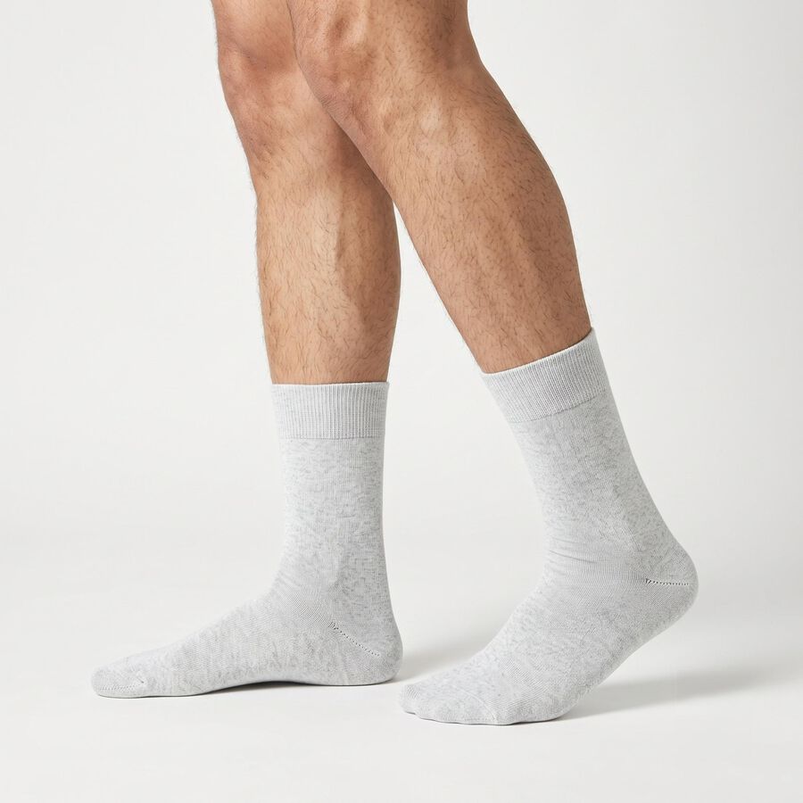 Men's Crew Length Ribbed Pack of 2 Socks ( Grey, Black ), Black, large
