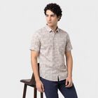 Men's Peach Cotton Floral Casual Shirt, Peach, small