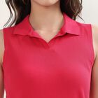 Women's Fuchsia Polo Collar Preppy Polo T-Shirt, Fuchsia, small