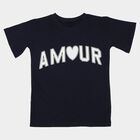 Girls Navy Blue Round Neck Regular T-Shirt, नेवी ब्लू, small