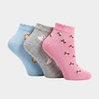 Women's Assorted Regular Fit Printed Pack of 3 Socks, चुनिंदा, small