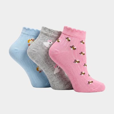 Women's Assorted Regular Fit Printed Pack of 3 Socks